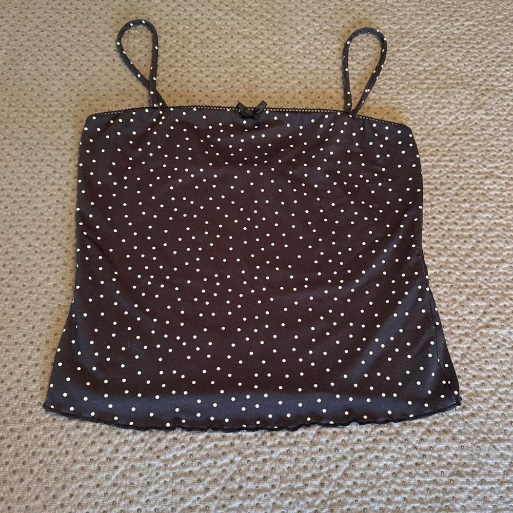 Madden Girl Stretchy Black & White Polka Dot Tank Medium‎